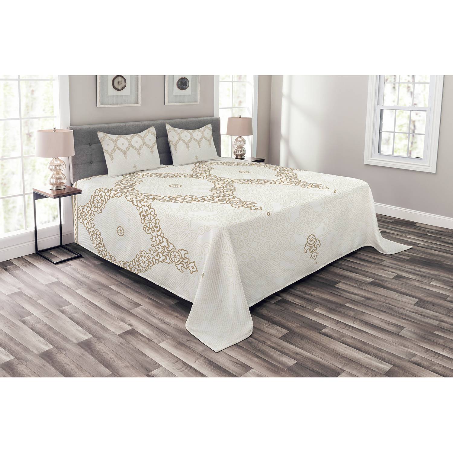 home24 Tagesdecken-Set Eastern Element 220 x 220cm Beige Webstoff von home24