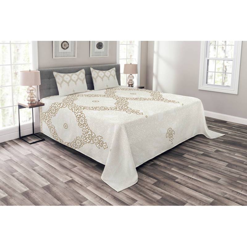 home24 Tagesdecken-Set Eastern Element 220 x 220cm Beige Webstoff von home24