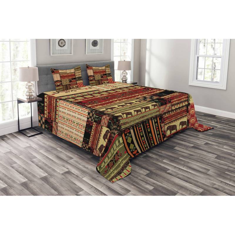 home24 Tagesdecken-Set Patchwork 220 x 220cm Rot Webstoff von home24