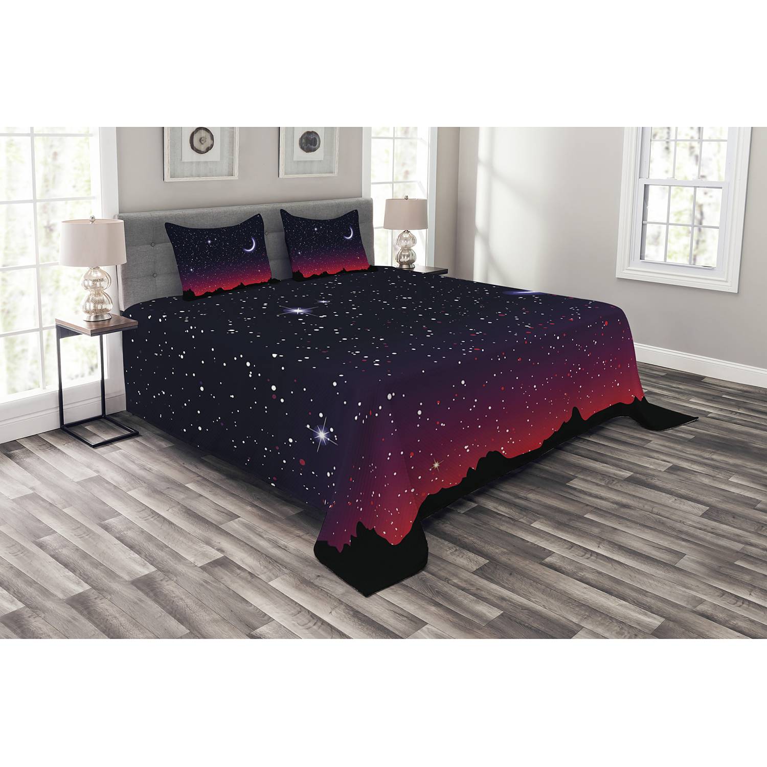 home24 Tagesdecken-Set Red Sky 220 x 220cm Blau Webstoff von home24