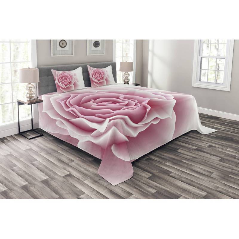 home24 Tagesdecken-Set Rosenblätter Schönheit 264 x 220cm Pink Webstoff von home24