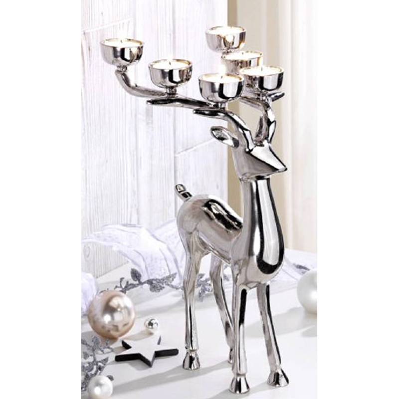 home24 Teelichthalter Rentier 18 x 34 x 18cm Silber home24 Teelichthalter Rentier 18 x 34 x 18cm Silber von home24