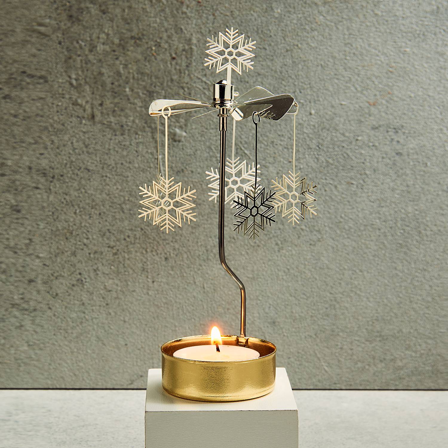 home24 Teelichtkarussell Schnee 15cm von home24