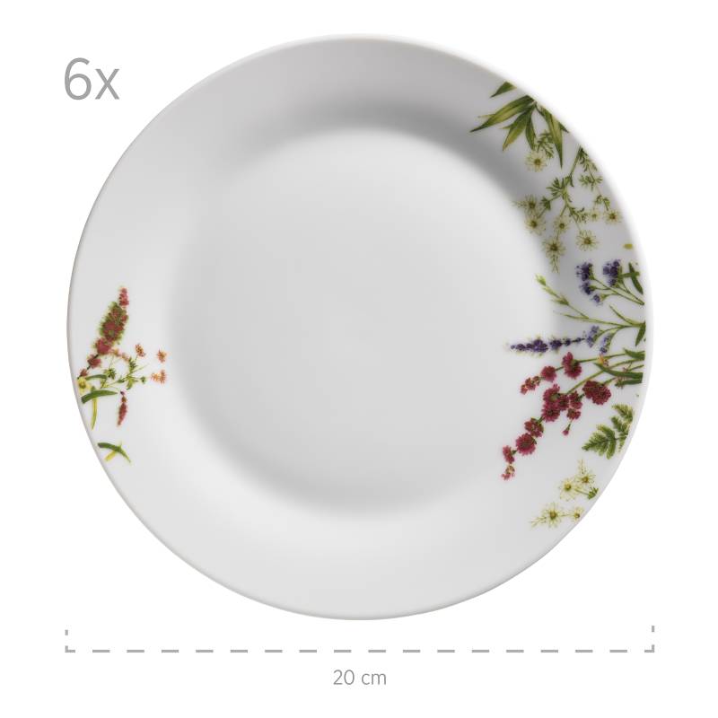 home24 Tellerset Vosem 18-teilig 31 x 33 x 35cm Multicolor/Weiß von home24