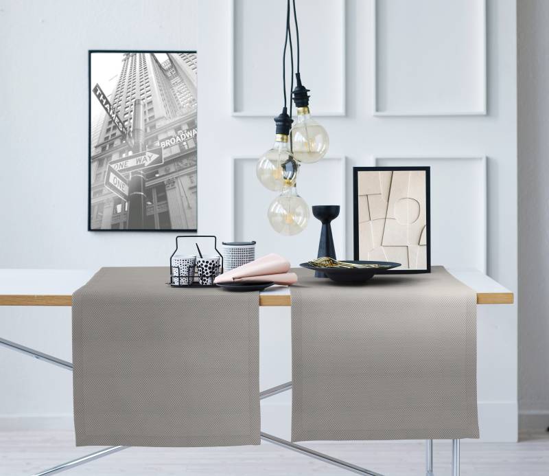 home24 Tischläufer Miles 42 x 0 x 150cm Grau/Grau von home24