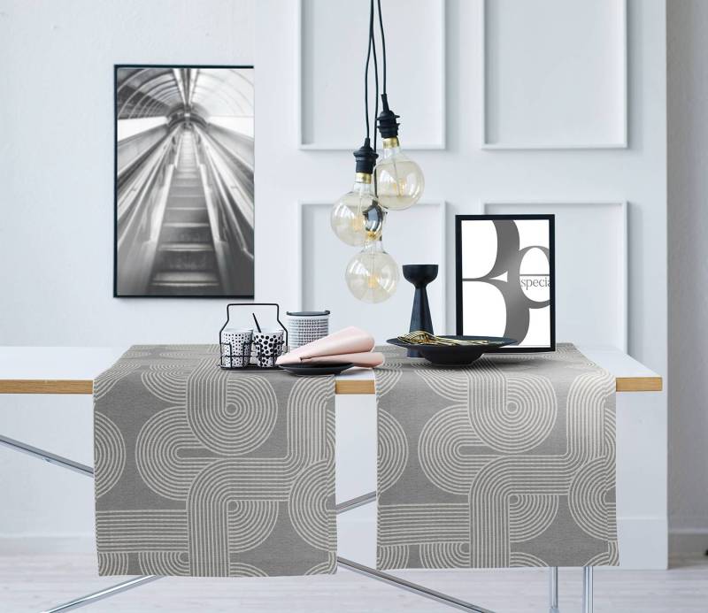 home24 Tischläufer Nova 44 x 140 x 0cm Grau/Grau von home24