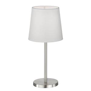 home24 Tischleuchte 14 x 30 x 14cm Metall/Weiß/Nickel Leinen E14 von home24