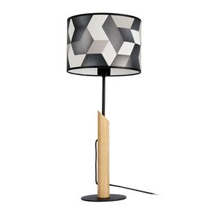home24 Tischleuchte Espacio I Ø 27cm Schwarz/Weiß Material: Papier, Massivholz Oberfläche Holz: Geölt E27 von home24