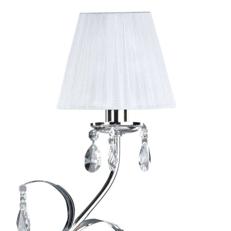 home24 Tischleuchte Jacqueline Typ B 45 x 70 x 45cm Weiß/Silber/Weiß Baumwollstoff E14 von home24