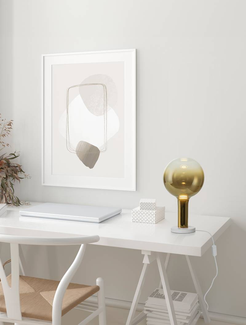 home24 Tischleuchte Nostos Ø 20cm Gold/Gold Aluminium, Farbglas Nicht austauschbare LEDs LED-Platine von home24