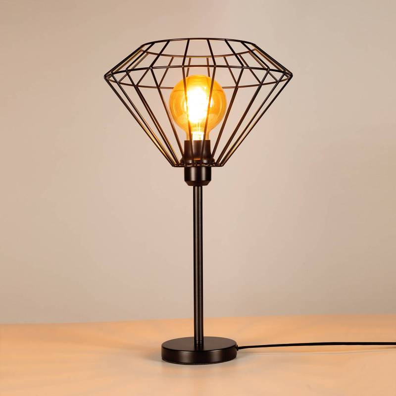 home24 Tischleuchte Raquelle Ø 30cm Schwarz Material: Metall Metallart: Stahl Oberfläche Metall: Lackiert E27 von home24