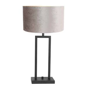 home24 Tischleuchte Stang Höhe 57 cm Ø 30cm Schwarz/Taupe Samt E27 von home24