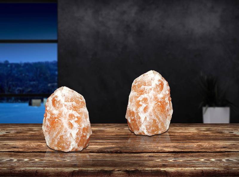 home24 Tischleuchte Stone Typ E 13 x 16 x 12cm Orange Salzkristall Polycarbonat LED E14 von home24