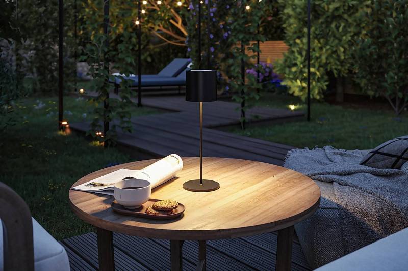 home24 Tischleuchte Tuni 11 x 35 x 11cm Schwarz/Schwarz Aluminium, lackiert Polyacryl LED LED-Platine von home24