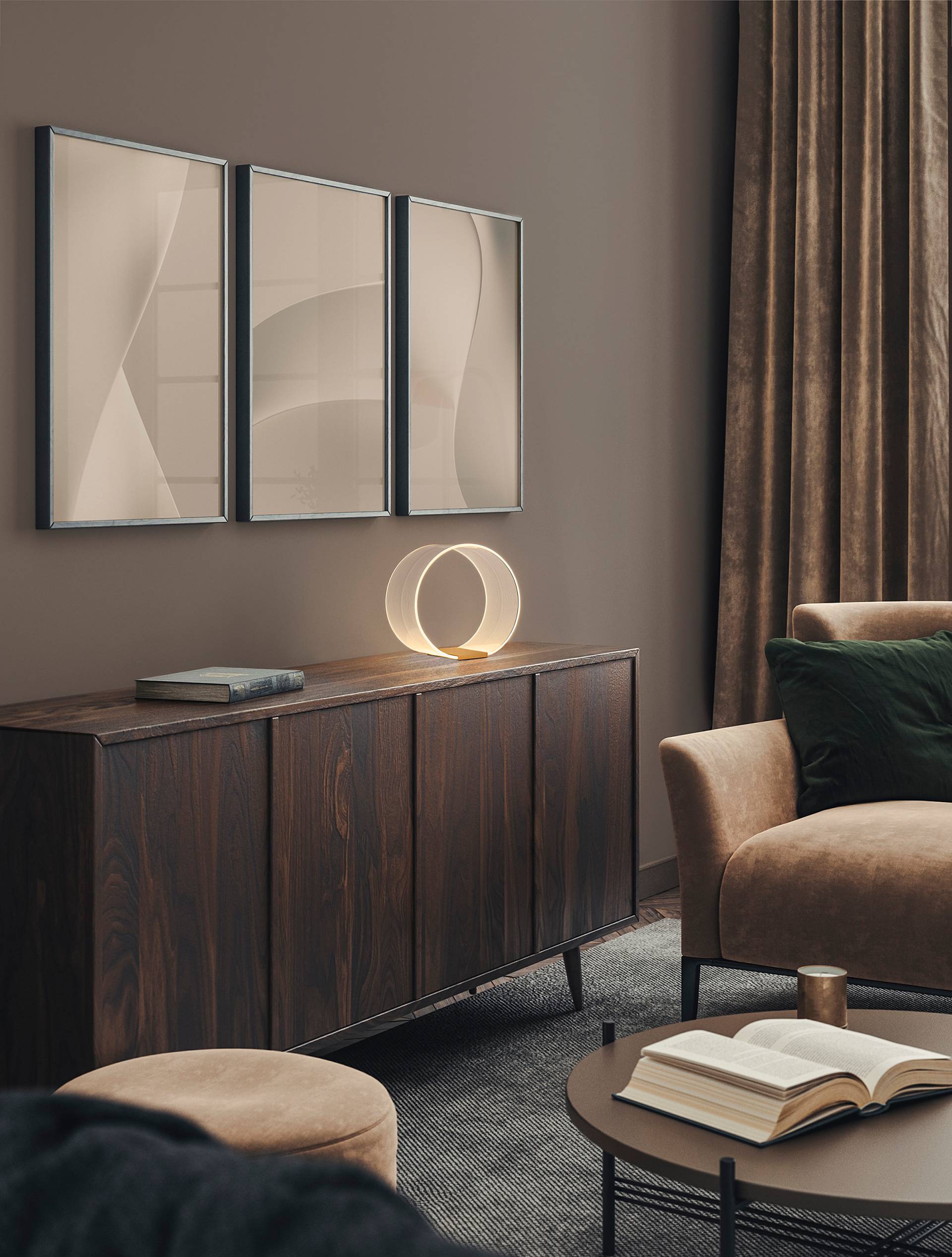 home24 Tischleuchte Valentin Typ A Ø 28cm Gold/Gold Aluminium Nicht austauschbare LEDs LED-Platine von home24