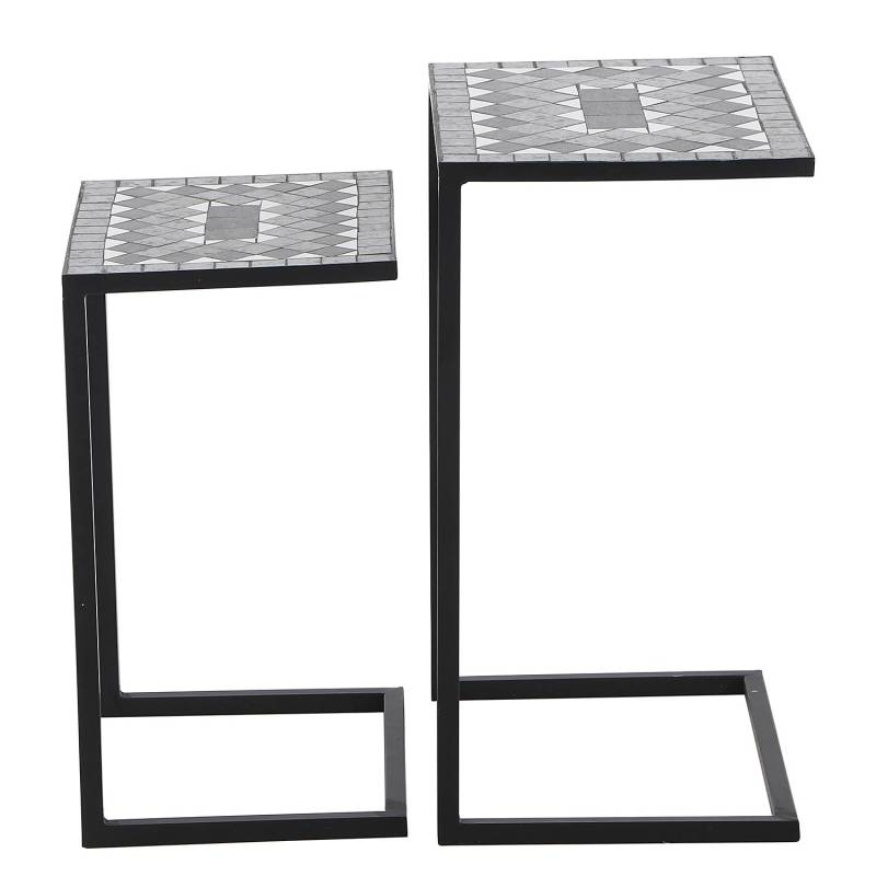 home24 Tischset Como Typ A 2er-Set Material: Metall, Stein Metallart: Stahl Oberfläche Metall: Pulverbeschichtet Steinart: Mosaik 30 x 54 x 39cm von home24