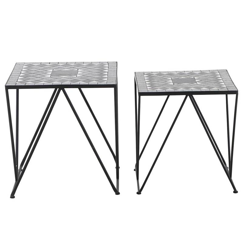 home24 Tischset Como Typ B 2er-Set Material: Metall, Stein Metallart: Stahl Oberfläche Metall: Pulverbeschichtet Steinart: Mosaik 51 x 56 x 51cm von home24