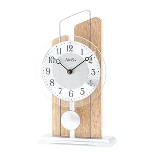 home24 Tischuhr Edenbach MDF Mitteldichte Holzfaserplatte , lackiert 14 x 25 x 6cm Braun/Eiche Dekor/Weiß von home24