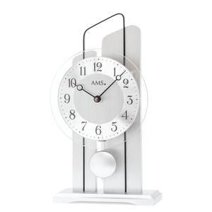 home24 Tischuhr Edenbach MDF Mitteldichte Holzfaserplatte , lackiert 14 x 25 x 6cm Silber/Silber/Schwarz von home24