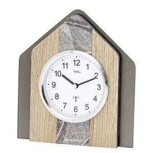 home24 Tischuhr Kronberg MDF Mitteldichte Holzfaserplatte , beschichtet 17 x 19 x 5cm Multicolor/Eiche Sonoma Dekor/Grau von home24