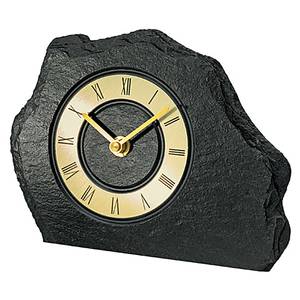 home24 Tischuhr Sento Schiefer 20 x 14 x 4cm Schwarz/Messing von home24