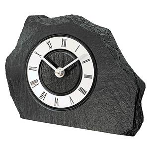 home24 Tischuhr Sento Schiefer 20 x 14 x 4cm Schwarz/Silber von home24