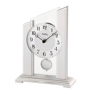 home24 Tischuhr Vinte Holzgehäuse mit Aluminium Auflage 17 x 23 x 6cm Silber/Silber von home24
