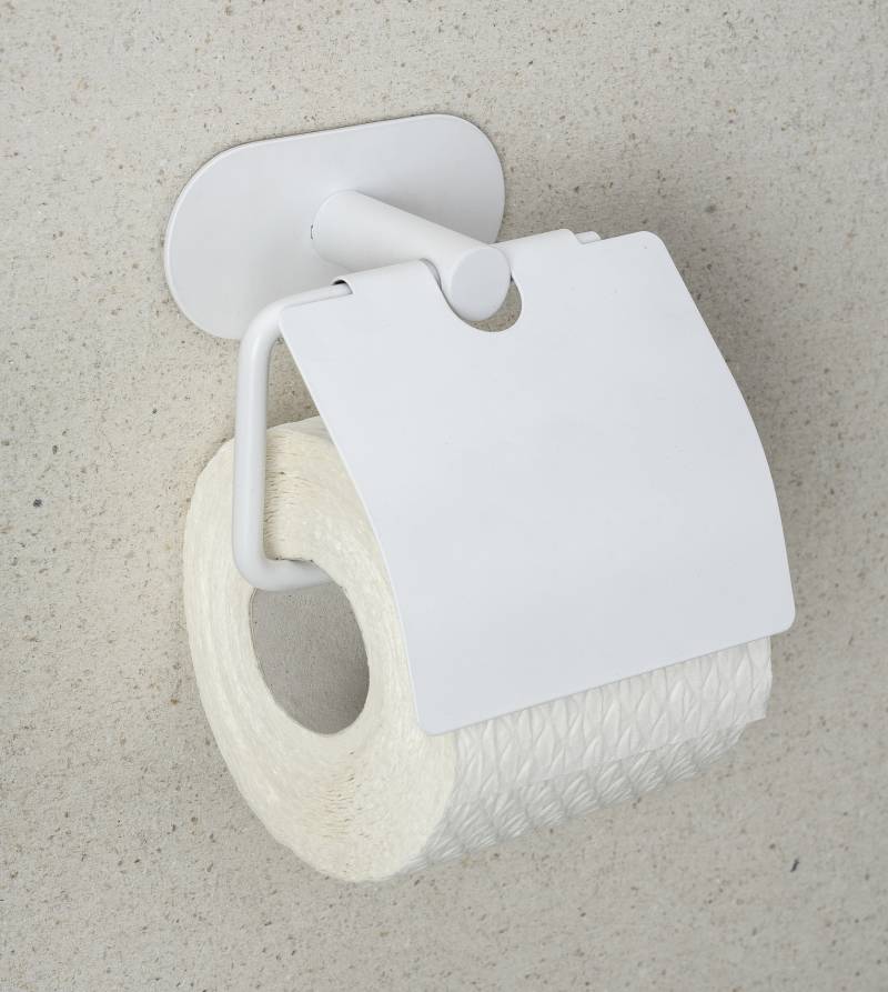 home24 Toilettenpapierhalter Orea Typ B Toilettenpapierhalter: Edelstahl, lackiert Weiß/Weiß 14 x 13 x 7cm von home24