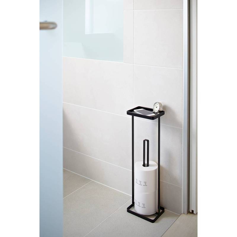 home24 Toilettenpapierhalter Stahl, pulverbeschichtet Schwarz/Schwarz 16 x 52 x 12cm von home24