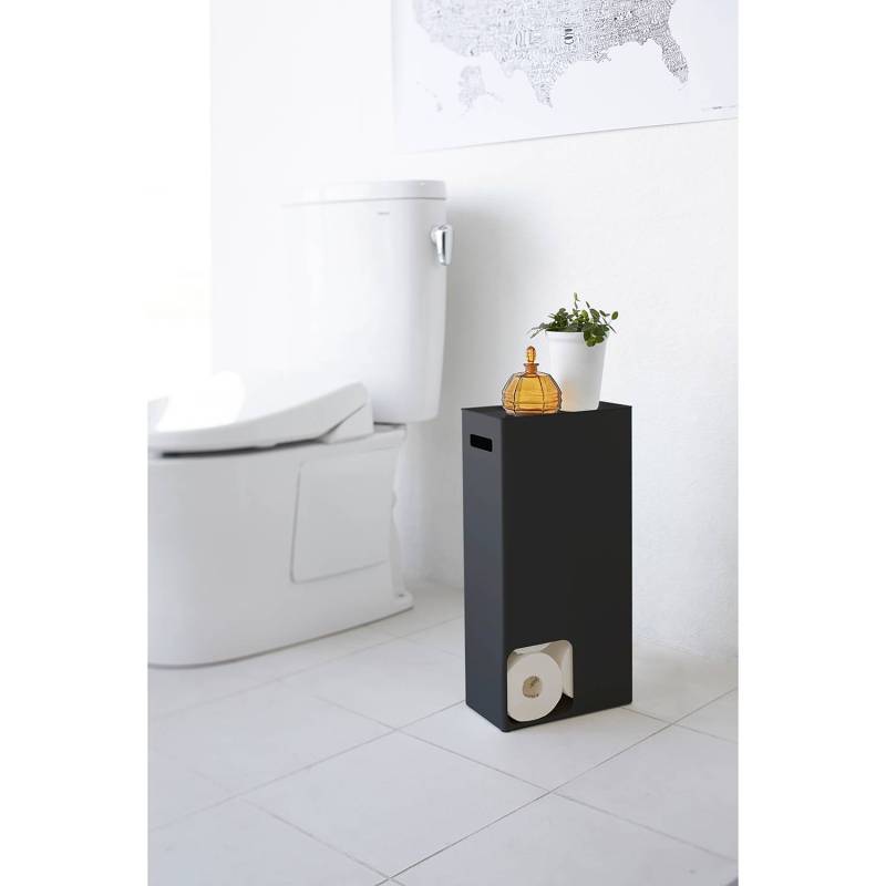 home24 Toilettenpapierspender Stahl, pulverbeschichtet Schwarz/Schwarz 23 x 48 x 13cm von home24