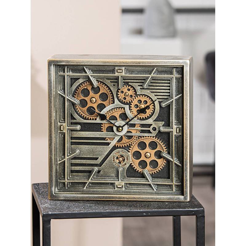 home24 Uhr Quadro Eisen 27 x 27 x 7cm Silber von home24
