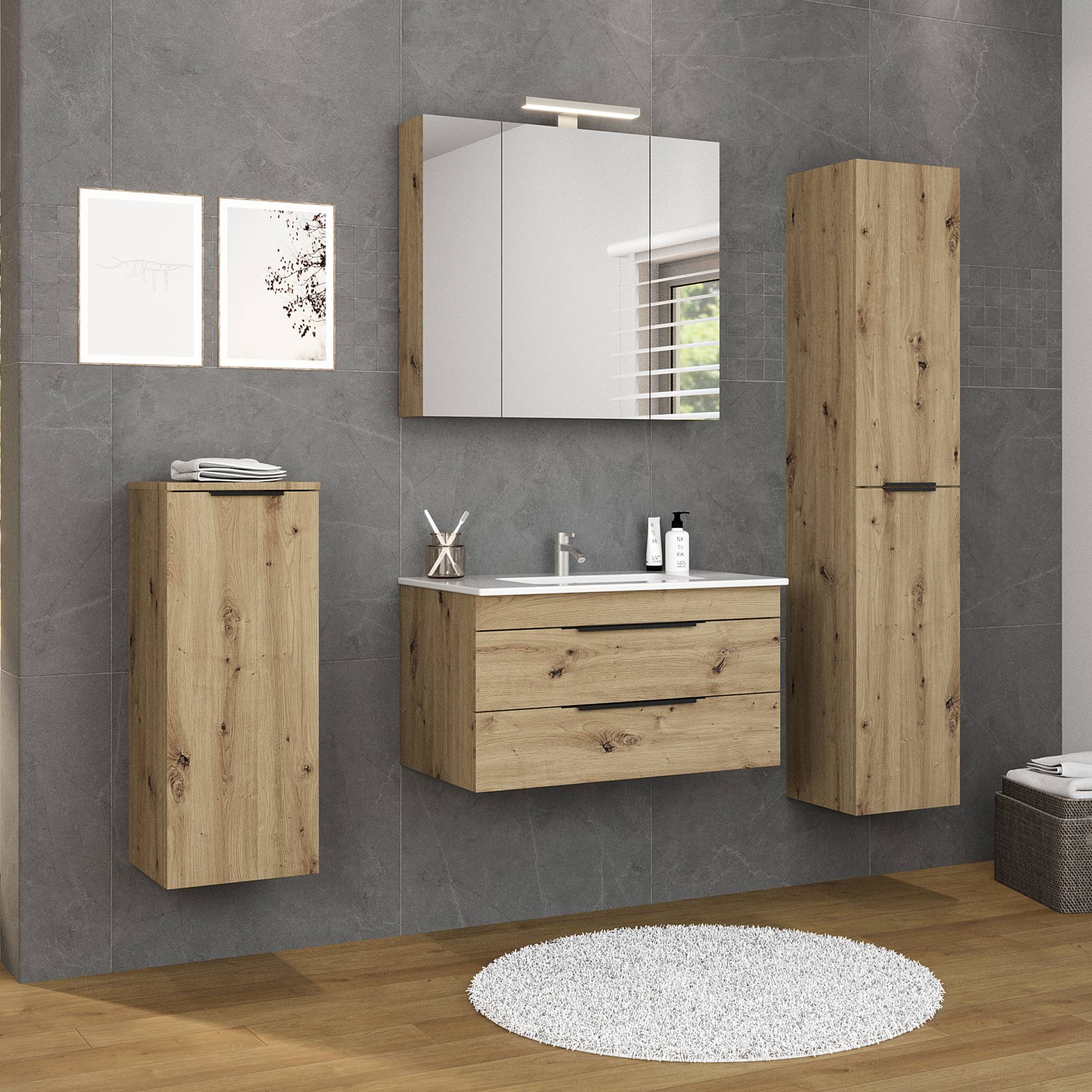 home24 Unterschrank 1 Tür 33 x 85 x 33cm Braun von home24