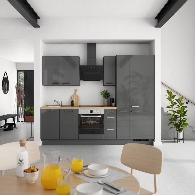 home24 Unterschrank Flash mit Schubladen 30cm Grau/Hochglanz Grau von home24