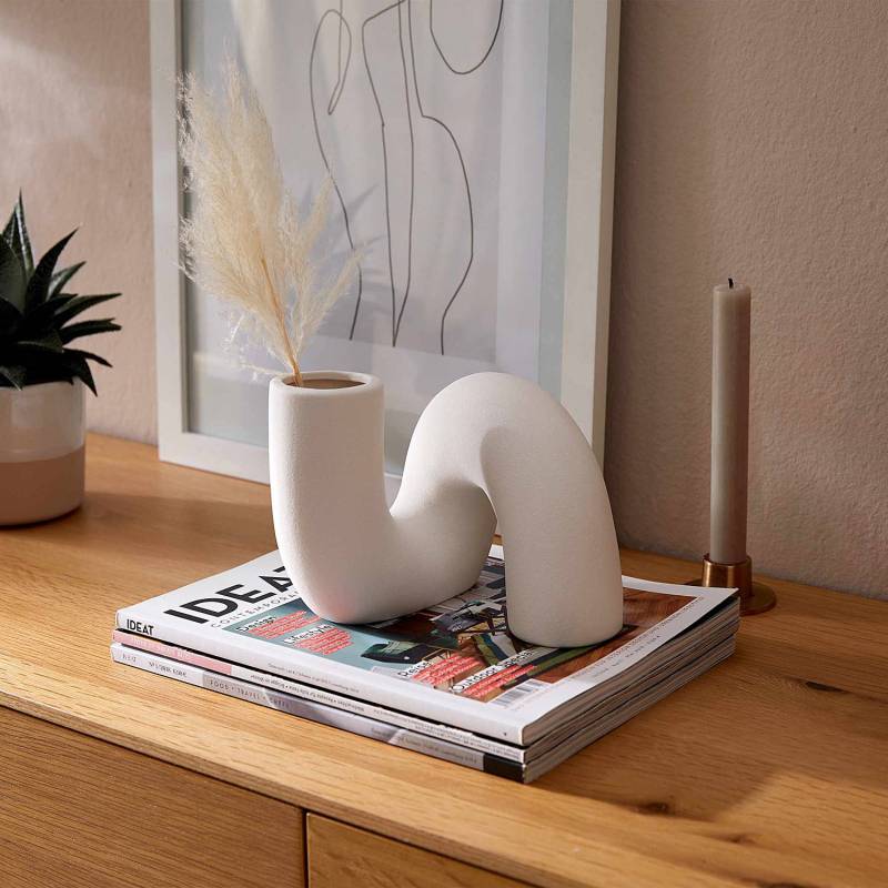 home24 Vase 2er-Set 17 x 16 x 14cm Weiß von home24