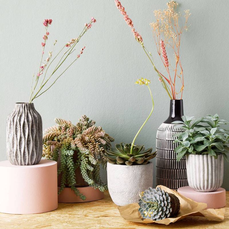 home24 Vase 2er-Set Ø 12cm Grau/Grau von home24