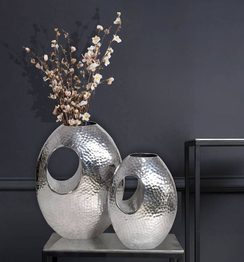 home24 Vase Digui 29 x 39 x 17cm Silber/Silber von home24