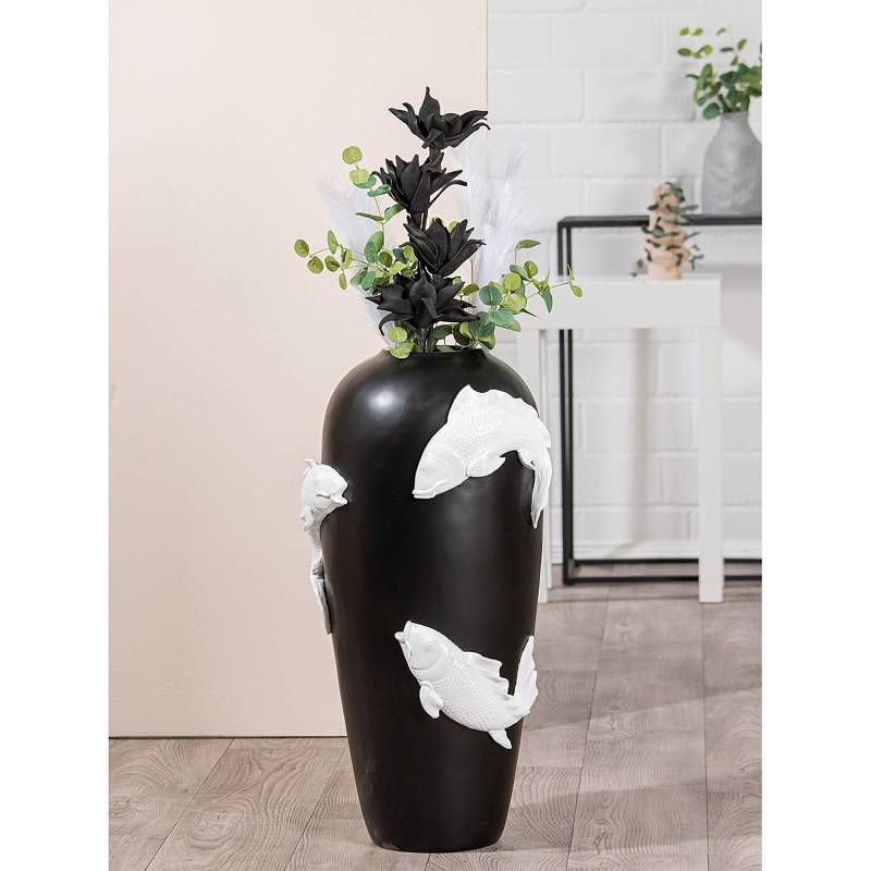 home24 Vase Koi Ø 35cm Schwarz/Schwarz von home24