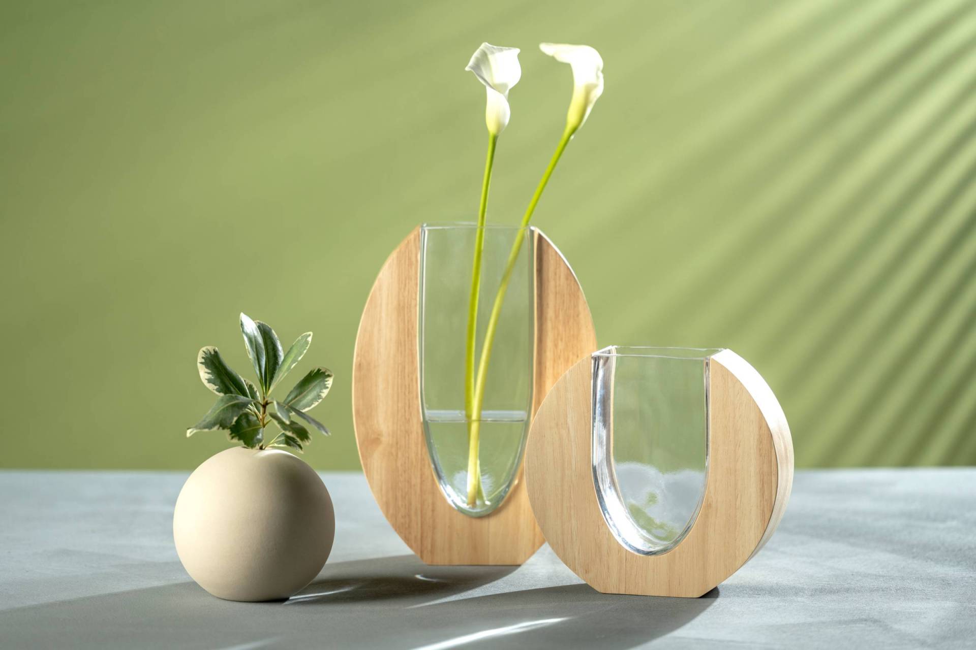 home24 Vase Legno bauchig 21 x 19 x 7cm Braun/Durchsichtig von home24