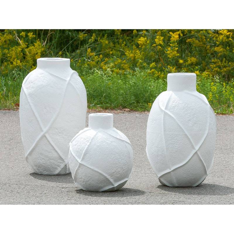 home24 Vase Linhas bauchig Ø 36cm Weiß von home24