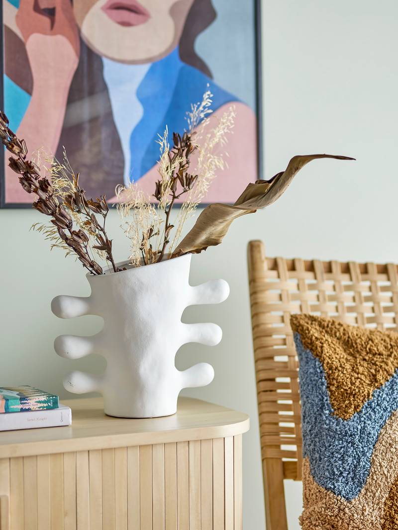 home24 Vase Pernilla 26 x 30 x 13cm Weiß von home24