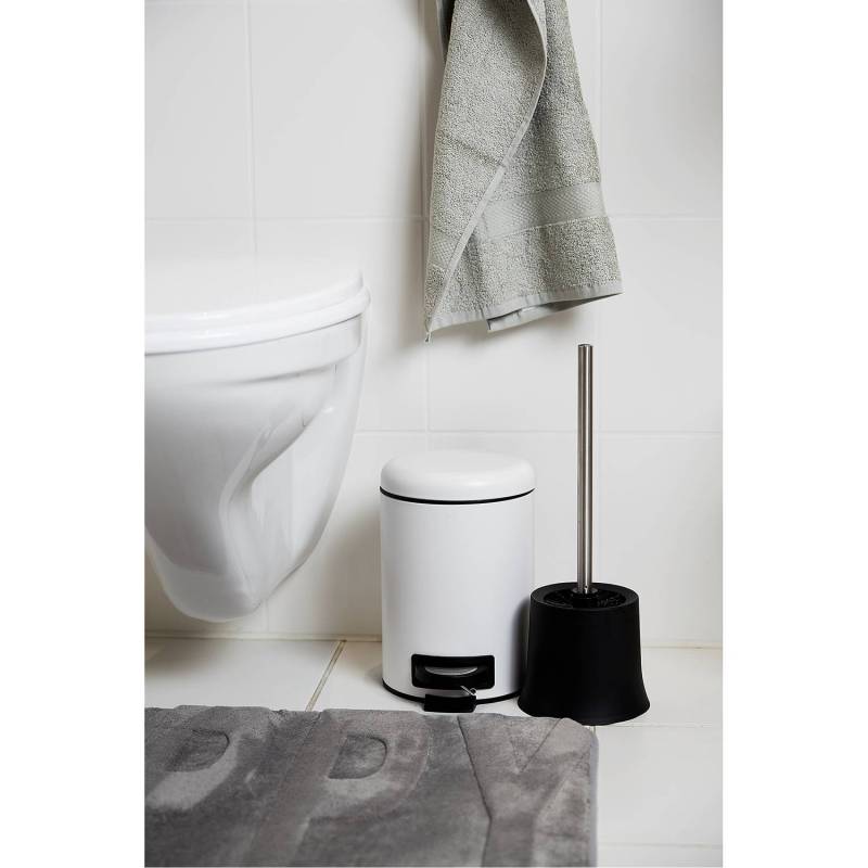 home24 WC-Bürste Basic 2er-Set Behälter: Polypropylen Stiel: Edelstahl rostfrei Bürstenkopf: Kunststoff Schwarz 14 x 38 x 14cm von home24