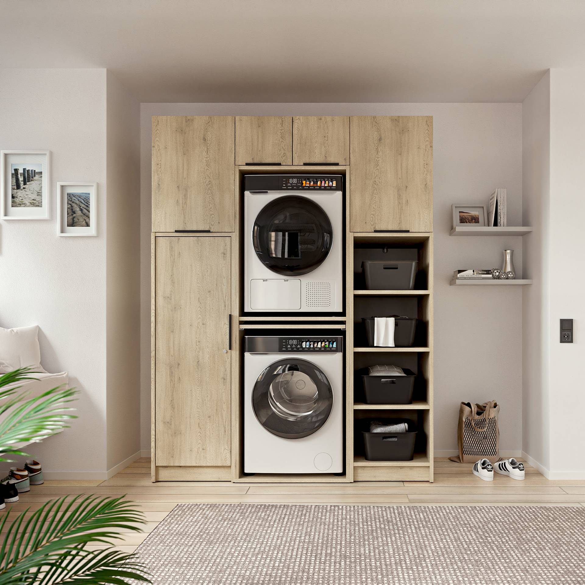 home24 Wäscheregal SOCOMA 50 x 150 x 68cm Braun/Eiche Hell Dekor home24 Wäscheregal SOCOMA 50 x 150 x 68cm Braun/Eiche Hell Dekor von home24
