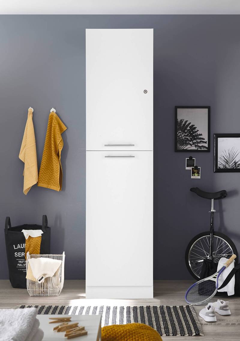 home24 Wäscheschrank Clara mit Klapptür 50 x 200 x 68cm Weiß von home24