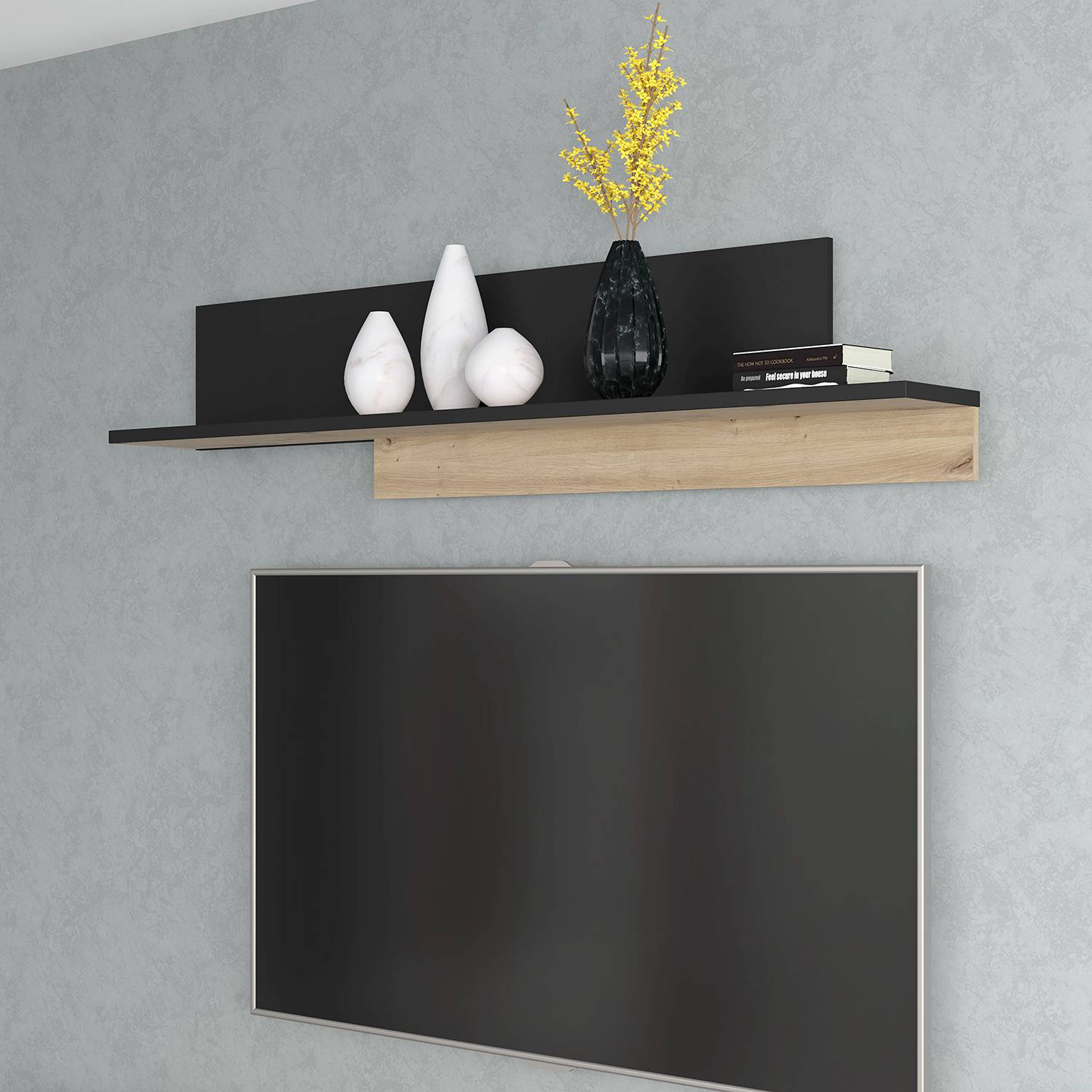 home24 Wandboard Spanplatte, foliert Schwarz/Braun/Eiche Artisan Dekor 154 x 35 x 22cm home24 Wandboard Spanplatte, foliert Schwarz/Braun/Eiche Artisan Dekor 154 x 35 x 22cm von home24