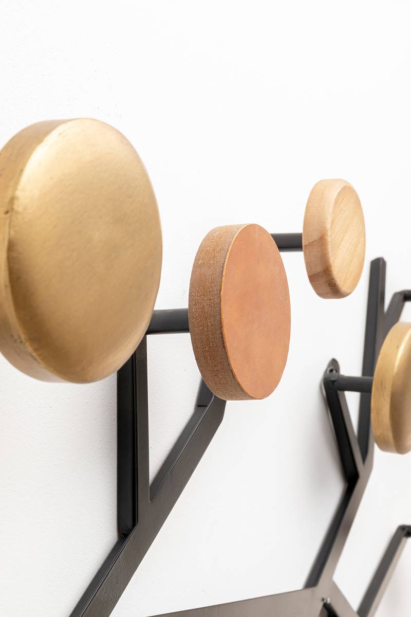 home24 Wandgarderobe Bubble Tree - nature quer 72 x 40 x 6cm Schwarz/Holz/Braun von home24