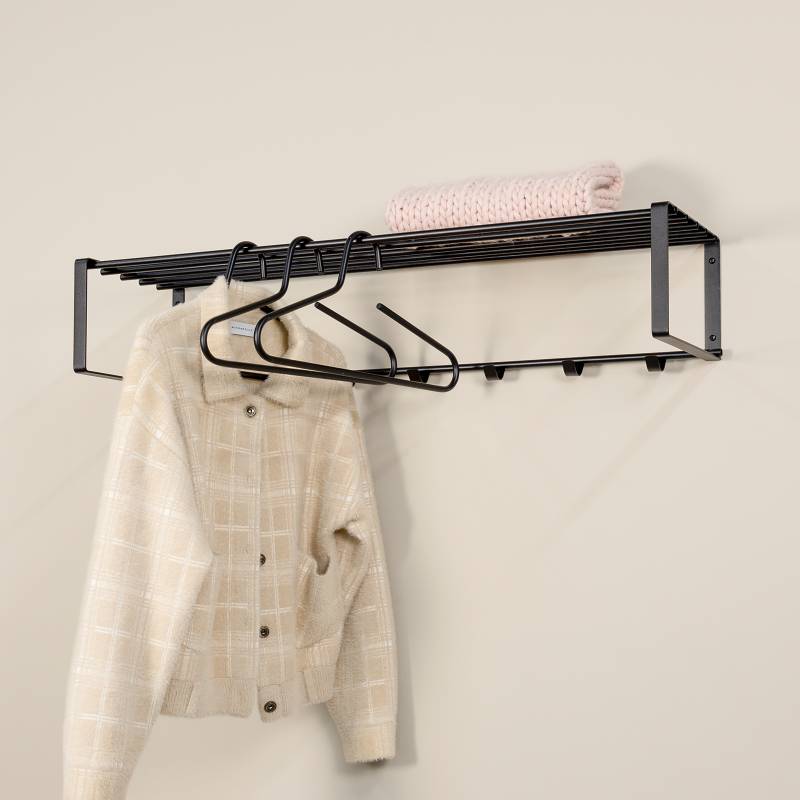 home24 Wandgarderobe Welbeck - 100 cm 100 x 19 x 29cm Schwarz/Schwarz von home24