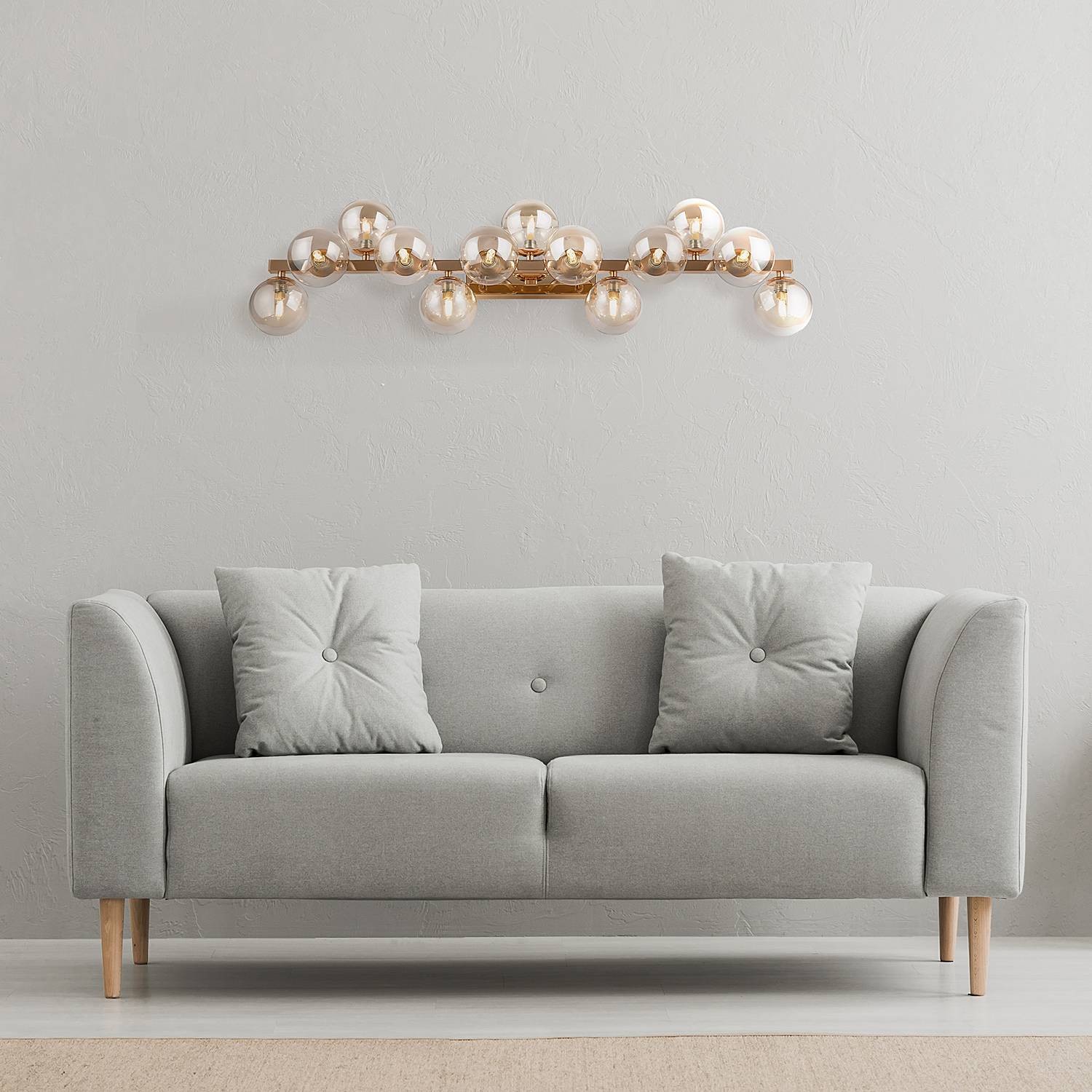 home24 Wandleuchte Dallas Typ D 95 x 22 x 22cm Gold/Gold Mischmetall / Farbglas G9 von home24