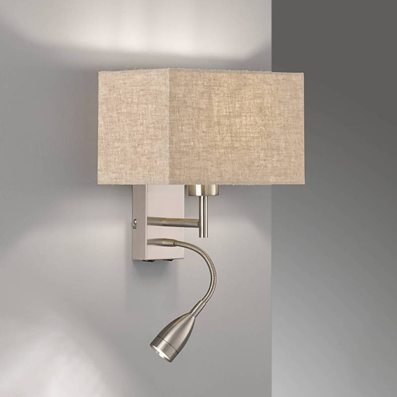 home24 Wandleuchte IV 25 x 38 x 20cm Beige Mischgewebe Glühlampe E27 von home24