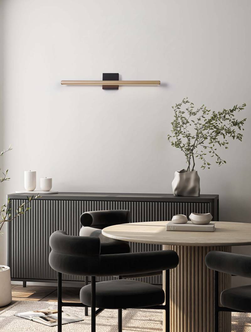 home24 Wandleuchte Lois 62 x 10 x 5cm Schwarz/Gold/Schwarz/Gold Aluminium Nicht austauschbare LEDs LED-Platine home24 Wandleuchte Lois 62 x 10 x 5cm Schwarz/Gold/Schwarz/Gold Aluminium Nicht austauschbare LEDs LED-Platine von home24