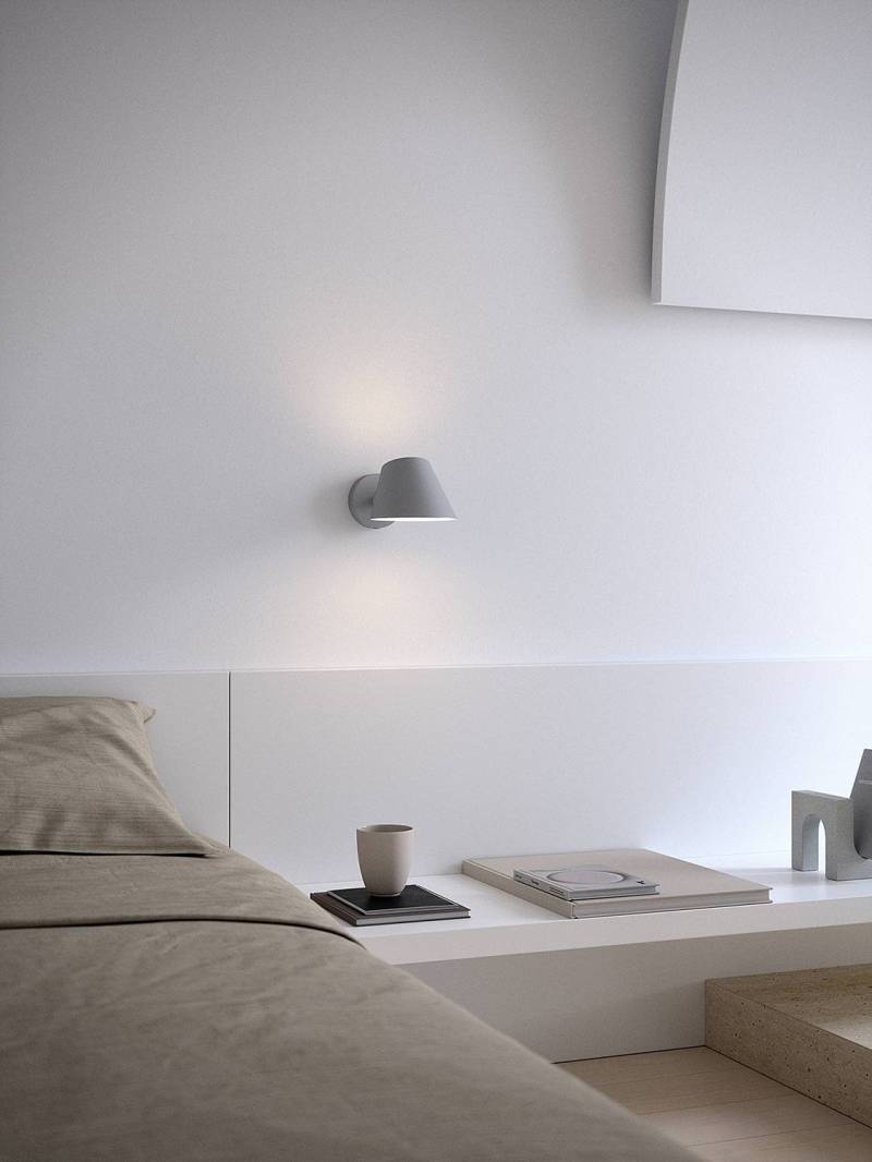 home24 Wandleuchte Stay 15 x 12 x 28cm Grau/Grau Aluminium, pulverbeschichtet Polyester PVC E27 von home24